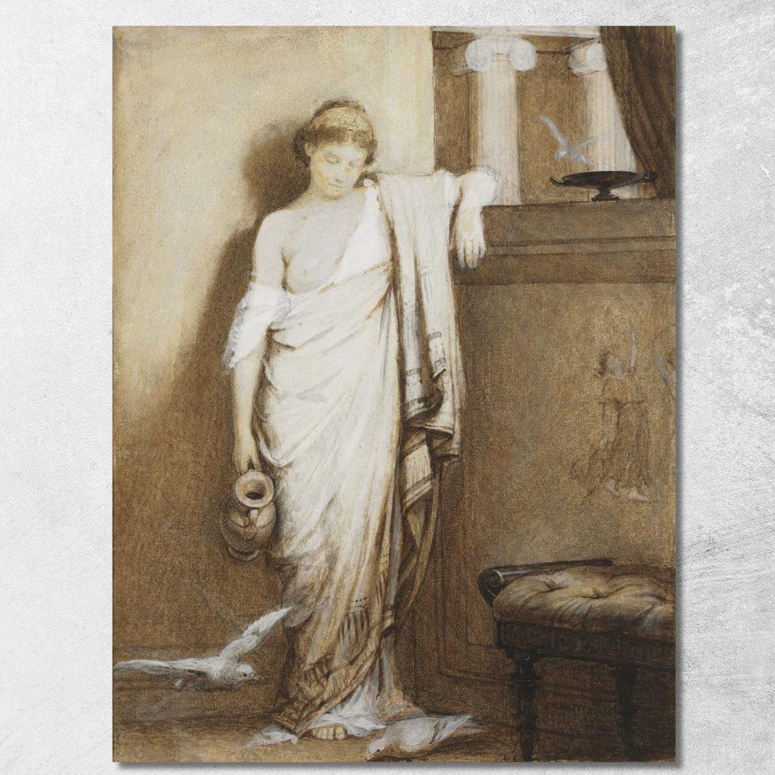 Una Giovane Donna Romana In Un Interno Classico John William Waterhouse jww4 quadro stampato su tela Una Giovane Donna Romana In Un Interno Classico John William Waterhouse jww4 quadro stampato su tela