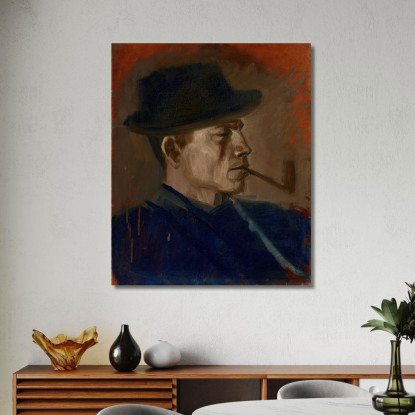 Uomo In Blu Che Fuma Ladislav Mednyánszky lmd42 quadro stampato su tela