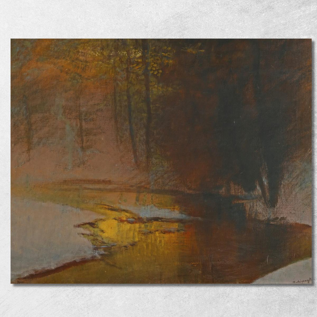 Fiume Innevato Al Tramonto Ladislav Mednyánszky lmd56 quadro stampato su tela Fiume Innevato Al Tramonto Ladislav Mednyánszky lmd56 quadro stampato su tela