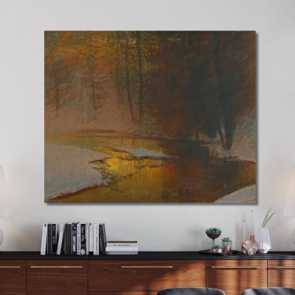 Fiume Innevato Al Tramonto Ladislav Mednyánszky lmd56 quadro stampato su tela