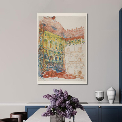 Cortile Del Castello Leon Wyczółkowski lwy6 quadro stampato su tela