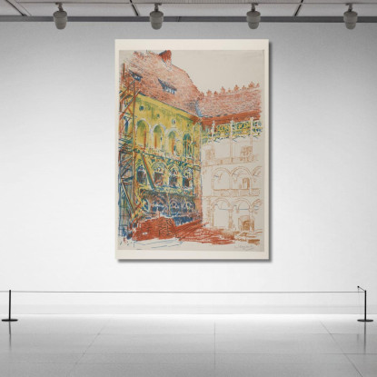 Cortile Del Castello Leon Wyczółkowski lwy6 quadro stampato su tela