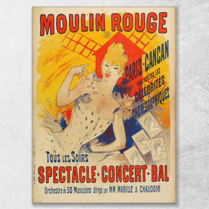 Moulin Rouge Parigi-Cancan Jules Chéret jch77 quadro stampato su tela