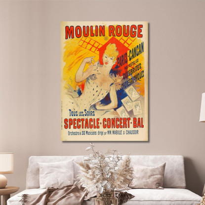 Moulin Rouge Parigi-Cancan Jules Chéret jch77 quadro stampato su tela