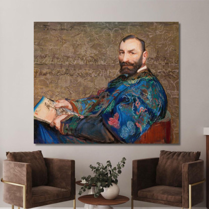 Portret Feliksa Jasieńskiego W Błękitnym Kaftanie Leon Wyczółkowski lwy50 quadro stampato su tela