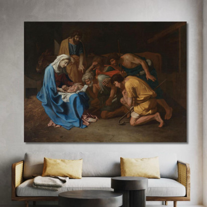 L'Adorazione Dei Pastori Nicolas Poussin nps3 quadro stampato su tela