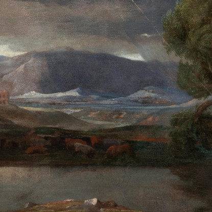 Paesaggio Durante Un Temporale Con Piramo E Tisbe Nicolas Poussin nps11 quadro stampato su tela