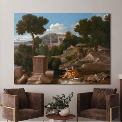 Paesaggio Con San Giovanni A Patmos Nicolas Poussin nps13 quadro stampato su tela