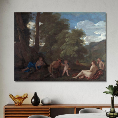 Ninfe E Un Satiro - Amor Vincit Omnia Nicolas Poussin nps20 quadro stampato su tela