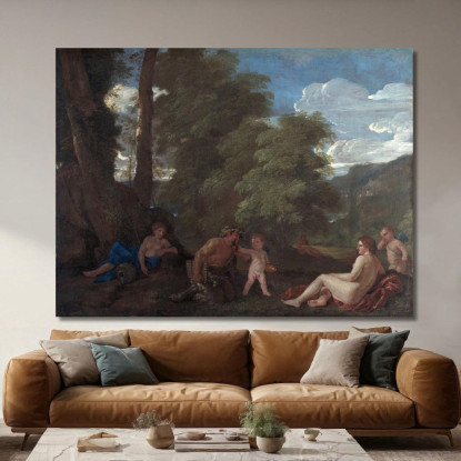 Ninfe E Un Satiro - Amor Vincit Omnia Nicolas Poussin nps20 quadro stampato su tela