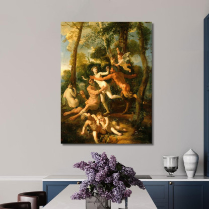 Pan E Siringa Nicolas Poussin nps21 quadro stampato su tela