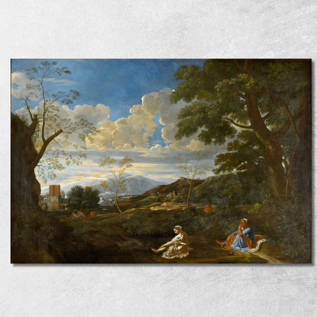 Paesaggio Con La Donna Che Si Lava I Piedi Nicolas Poussin nps23 quadro stampato su tela