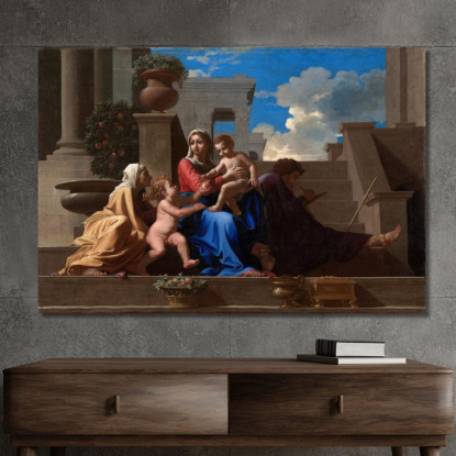 La Sacra Famiglia Sui Gradini Nicolas Poussin nps40 quadro stampato su tela