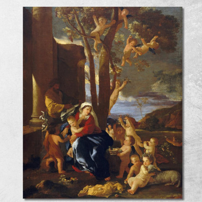 La Sacra Famiglia Con San Giovanni Battista Nicolas Poussin nps41 quadro stampato su tela