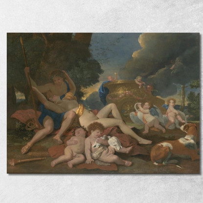 Venere E Adone Nicolas Poussin nps48 quadro stampato su tela