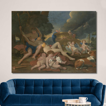 Venere E Adone Nicolas Poussin nps48 quadro stampato su tela