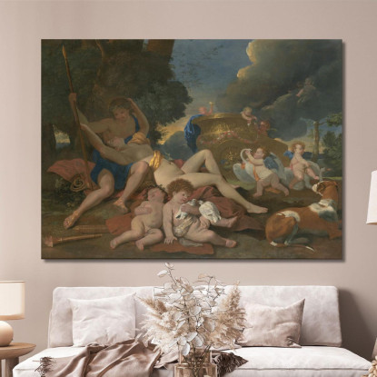 Venere E Adone Nicolas Poussin nps48 quadro stampato su tela