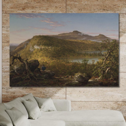 Una Veduta Dei Due Laghi E Della Mountain House: Monti Catskill Mattina Thomas Cole tcl3 quadro stampato su tela