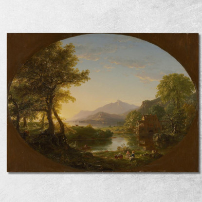 Il Mulino: Tramonto Thomas Cole tcl39 quadro stampato su tela