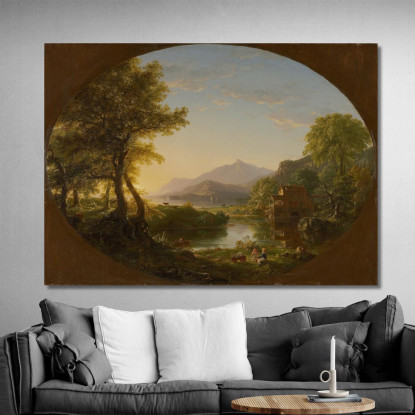 Il Mulino: Tramonto Thomas Cole tcl39 quadro stampato su tela