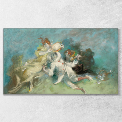 Pierrot E Colombina Jules Chéret jch92 quadro stampato su tela