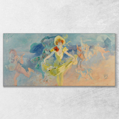 Pierrot E Colombina Jules Chéret jch93 quadro stampato su tela