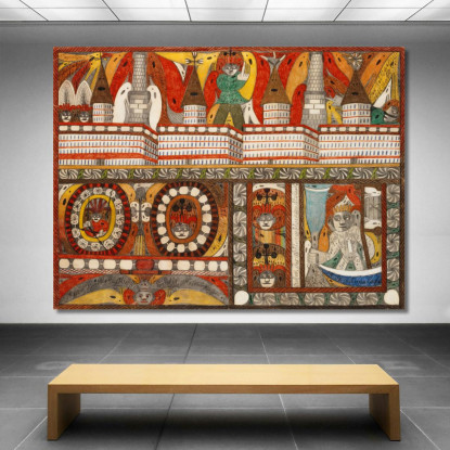 L'Orribile Incendio Gigante Della Madre - Granaio - Est - Muro - Sala Della Città Gigante Adolf Wölfli awl13 quadro stampato su