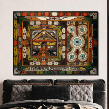 Fräulein Iness Al Pianoforte Adolf Wölfli awl18 quadro stampato su tela