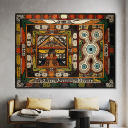 Fräulein Iness Al Pianoforte Adolf Wölfli awl18 quadro stampato su tela