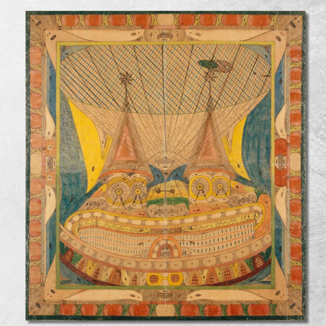 Dirigibile Di Skt. Adolf Città Gigante Adolf Wölfli awl34 quadro stampato su tela Dirigibile Di Skt. Adolf Città Gigante Adolf Wölfli awl34 quadro stampato su tela