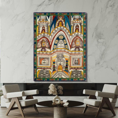 Facciata Ovest Della Decima Santa Cattedrale Di Skt. Adolf Nella Dimora Di Skt. Adolf Adolf Wölfli awl48 quadro stampato su tel