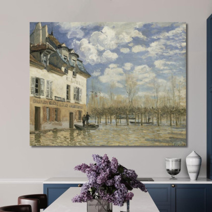 Barca Nella Piena A Port-Marly Alfred Sisley asi8 quadro stampato su tela