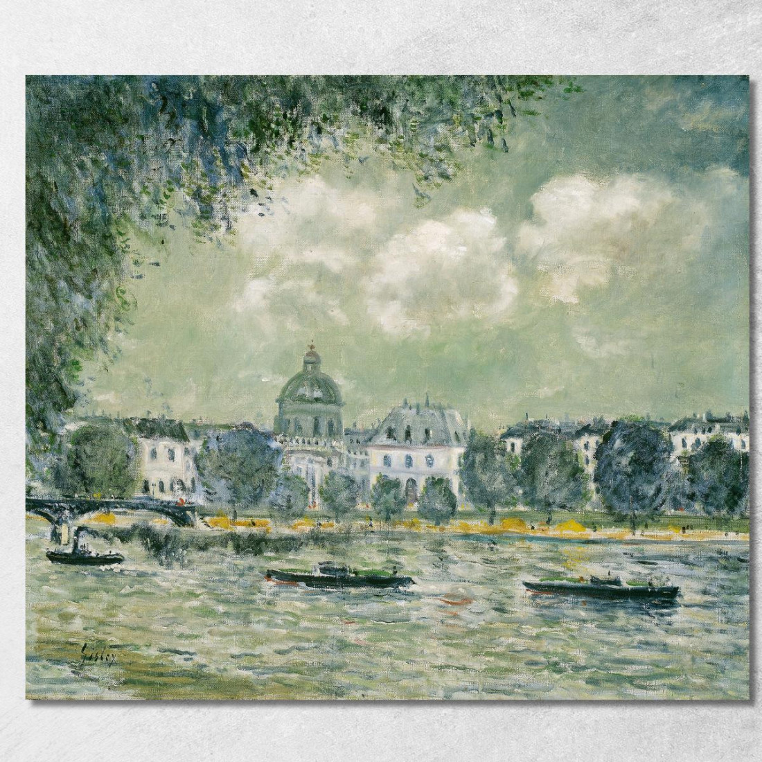 Paesaggio Lungo La Senna Con L’Institut De France E Il Pont Des Arts Alfred Sisley asi36 quadro stampato su tela