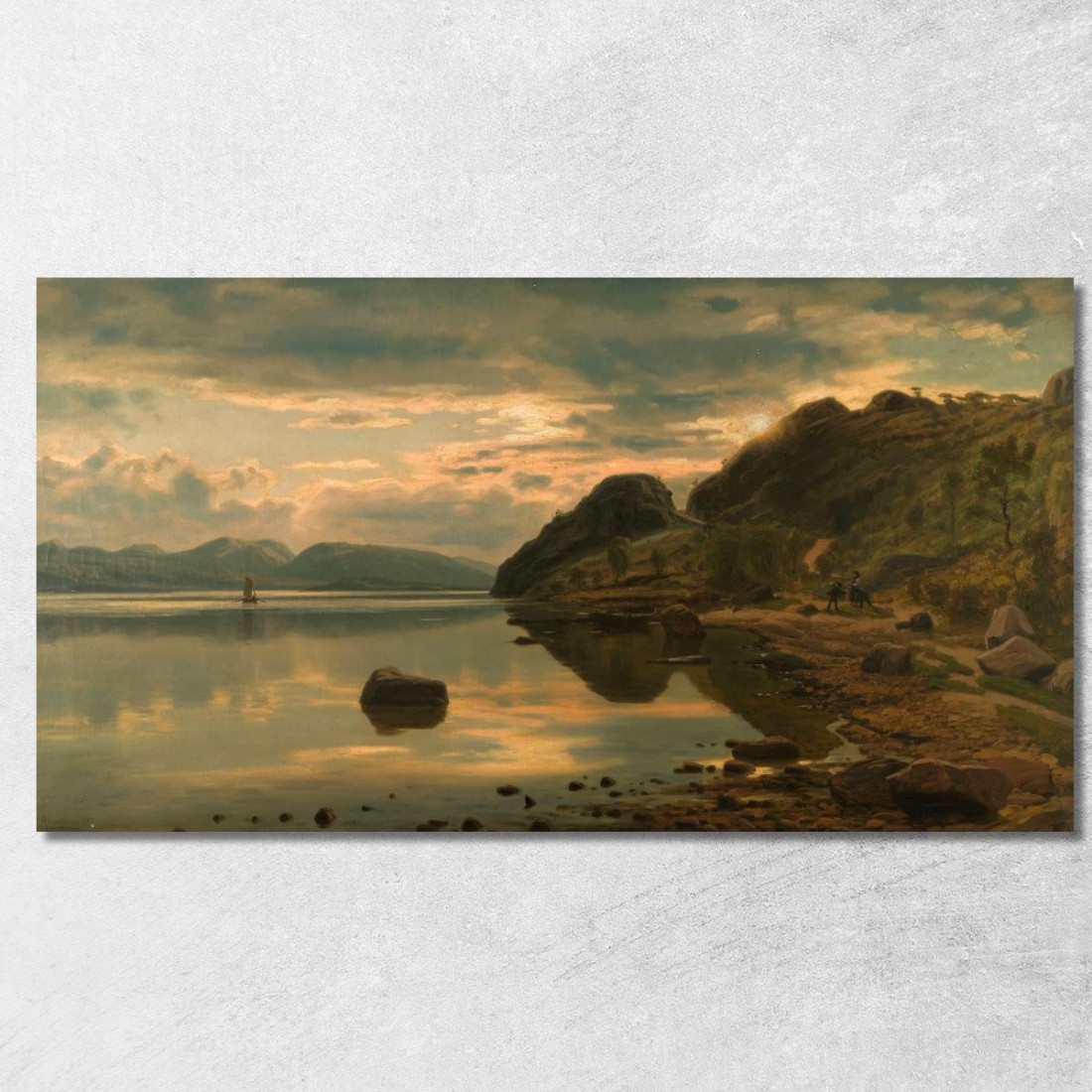 Atmosfera Serale. Skogsfjord Mandal Amaldus Nielsen ani18 quadro stampato su tela Atmosfera Serale. Skogsfjord Mandal Amaldus Nielsen ani18 quadro stampato su tela