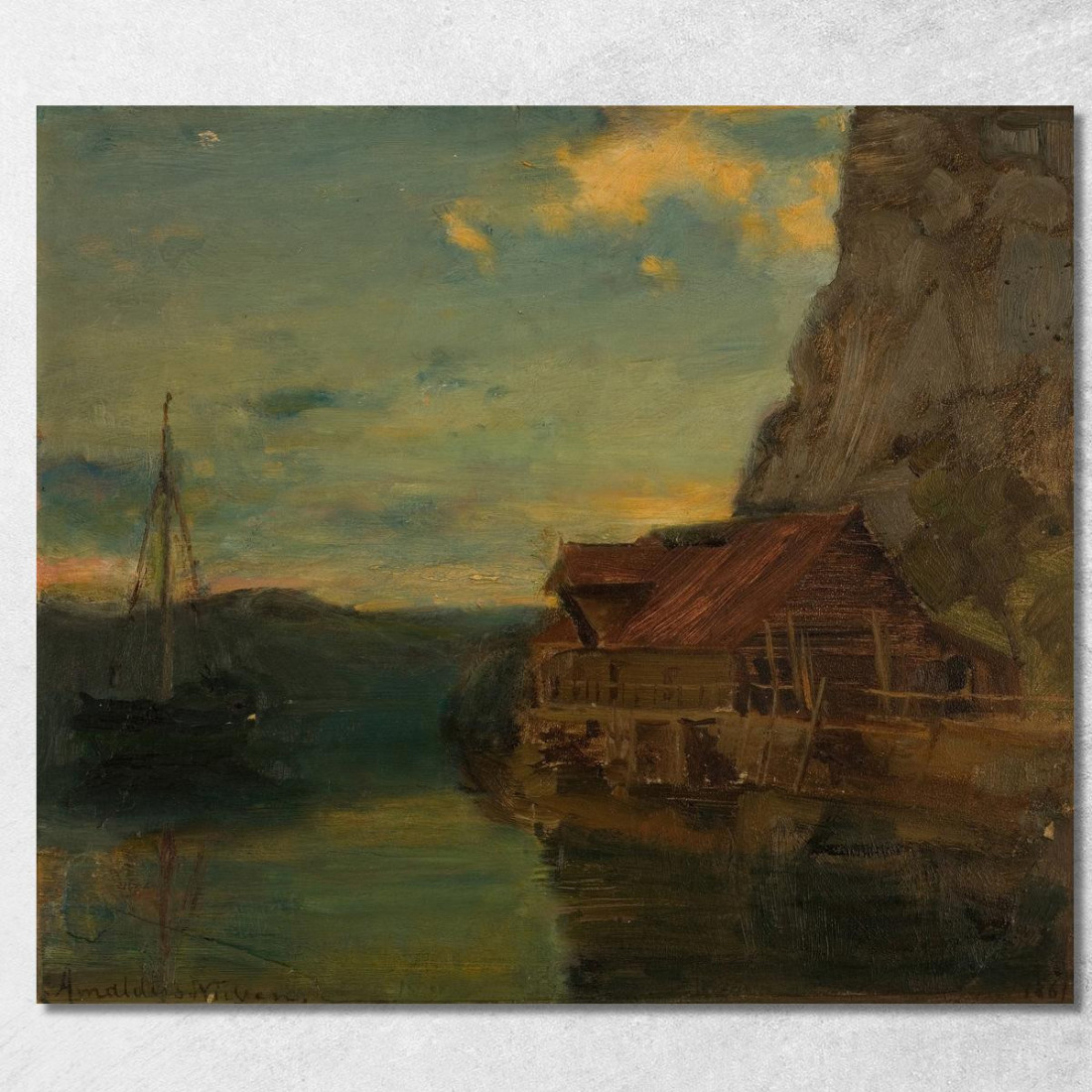 Da Solsvik Bergen Amaldus Nielsen ani96 quadro stampato su tela Da Solsvik Bergen Amaldus Nielsen ani96 quadro stampato su tela