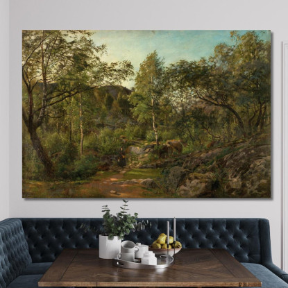 Ulvegildeskogen Mandal Amaldus Nielsen ani234 quadro stampato su tela