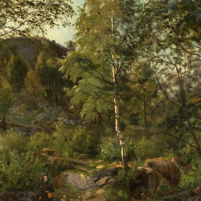 Ulvegildeskogen Mandal Amaldus Nielsen ani234 quadro stampato su tela