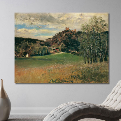 Il Prato Della Fattoria A Vorderbrühl Con Le Rovine Di Mödling Anton Romako arm21 quadro stampato su tela