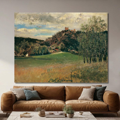 Il Prato Della Fattoria A Vorderbrühl Con Le Rovine Di Mödling Anton Romako arm21 quadro stampato su tela