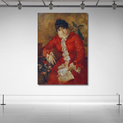 Donna In Abito Scarlatto Con Giornale E Ficus / Donna In Abito Rosso Con Giornale Anton Romako arm28 quadro stampato su tela