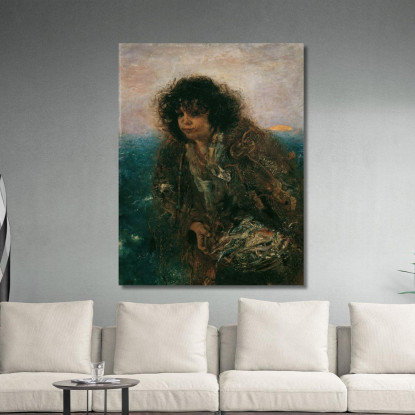 Bambino Pescatore Italiano Anton Romako arm31 quadro stampato su tela