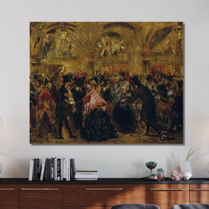 Carnevale In Piazza San Marco A Venezia Anton Romako arm34 quadro stampato su tela