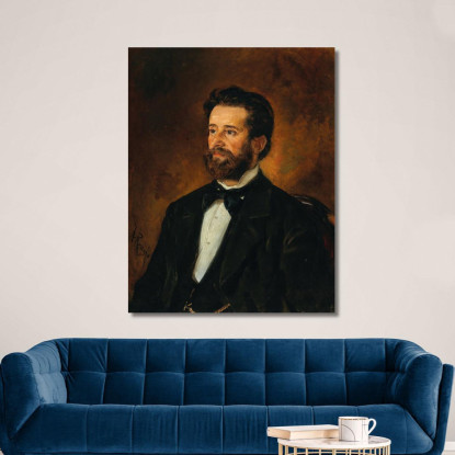 Ritratto Dell'Architetto Johann De Colle (1840-1889) Anton Romako arm45 quadro stampato su tela