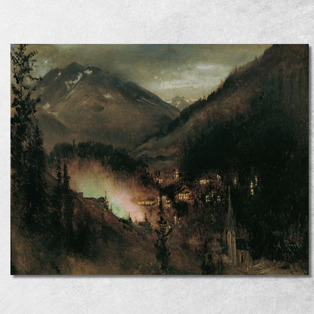 Wildbad Gastein Di Sera Con Illuminazione Bengala Anton Romako arm60 quadro stampato su tela Wildbad Gastein Di Sera Con Illuminazione Bengala Anton Romako arm60 quadro stampato su tela