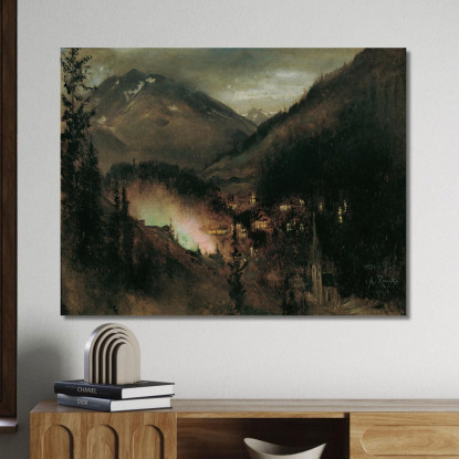 Wildbad Gastein Di Sera Con Illuminazione Bengala Anton Romako arm60 quadro stampato su tela