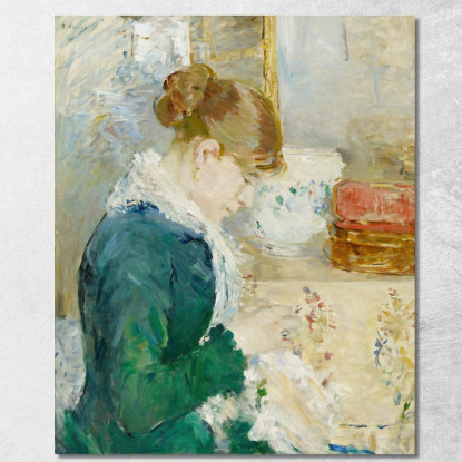 Donna Che Cuce Berthe Morisot bmr9 quadro stampato su tela