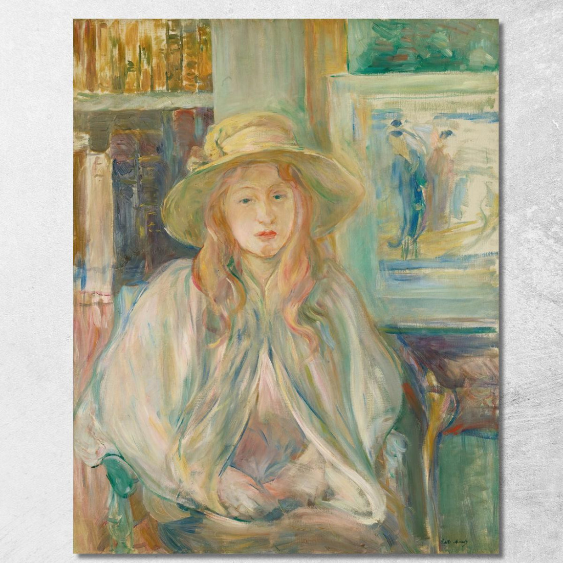 Bambina Con Cappello Di Paglia Berthe Morisot bmr11 quadro stampato su tela Bambina Con Cappello Di Paglia Berthe Morisot bmr11 quadro stampato su tela