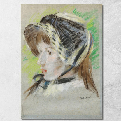 Jeanne Pontillon Con Cappellina Berthe Morisot bmr16 quadro stampato su tela