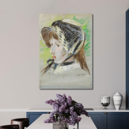 Jeanne Pontillon Con Cappellina Berthe Morisot bmr16 quadro stampato su tela