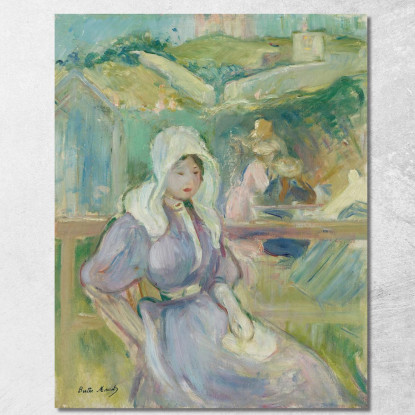 Sulla Spiaggia A Portrieux Berthe Morisot bmr33 quadro stampato su tela